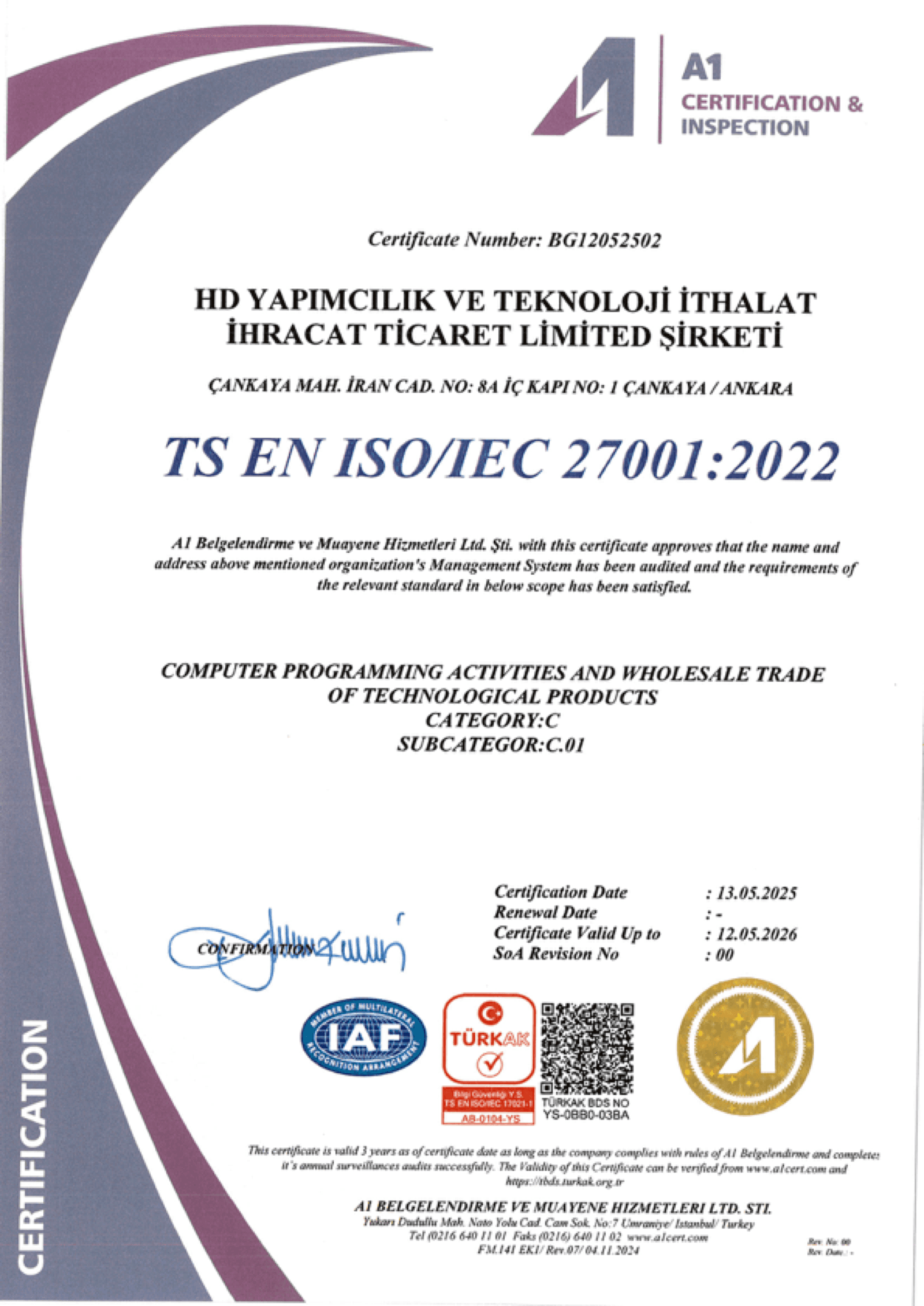 TS EN ISO/IEC 27001:2022 — Information Security Management System