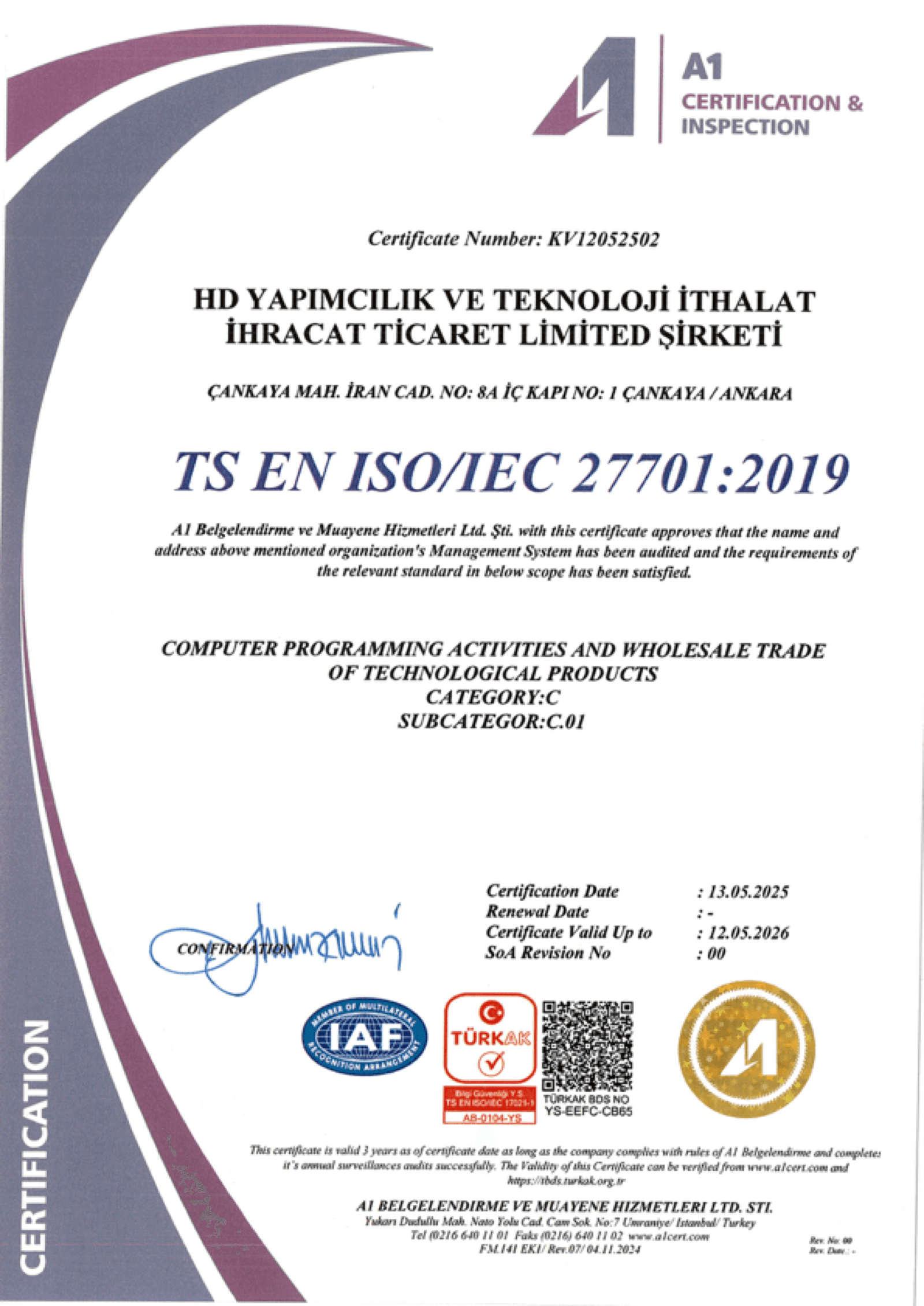 TS EN ISO/IEC 27701:2019 — Privacy Information Management System (KV12052502)